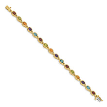 14k Complete Oval Garnet/Peridot/Citrine/Amethyst/Sky Blue Topaz Bezel-set 7 inch Rainbow Bracelet