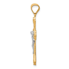 10K and White Rhodium Fleur De Lis Crucifix Pendant