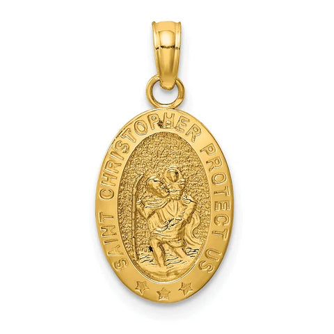 10k Oval Saint Christopher Medal Pendant