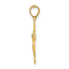 10K Textured Scalloped Edge Crucifix Charm