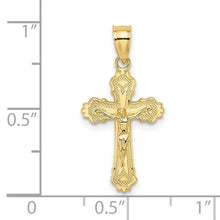 10K Textured Scalloped Edge Crucifix Charm