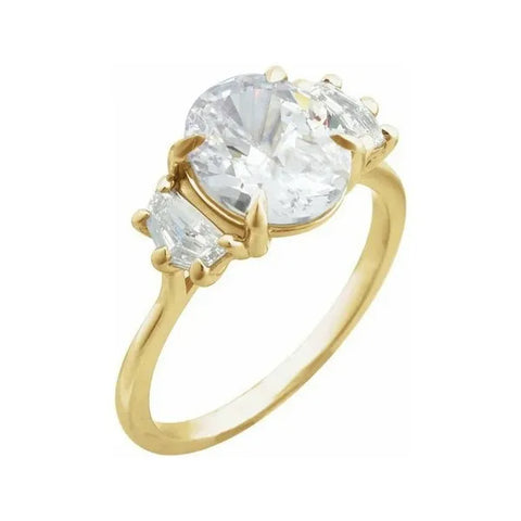 14K Yellow Gold 1 1/3 CTW Lab-Grown Diamond Three-Stone Engagement Ring