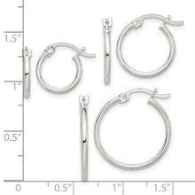 Sterling Silver Rhodium-plated Polished Set of 3 Hoop Earring Set