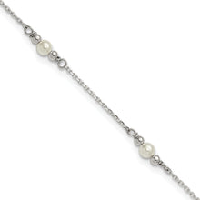 Sterling Silver Beaded and Acrylic Pearl 9 inch Plus 1 inch Extender - Total 10 inch Anklet