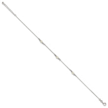 Sterling Silver Beaded and Acrylic Pearl 9 inch Plus 1 inch Extender - Total 10 inch Anklet