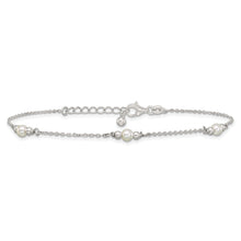 Sterling Silver Beaded and Acrylic Pearl 9 inch Plus 1 inch Extender - Total 10 inch Anklet