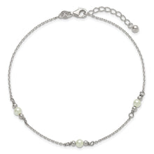 Sterling Silver Beaded and Acrylic Pearl 9 inch Plus 1 inch Extender - Total 10 inch Anklet