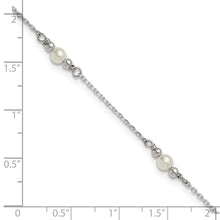 Sterling Silver Beaded and Acrylic Pearl 9 inch Plus 1 inch Extender - Total 10 inch Anklet
