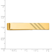 14k Mens Grooved Engravable Diagonal Tie Bar