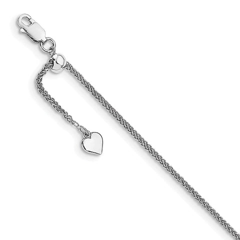 Leslie's Sterling Silver Diamond-Cut Square Spiga Adjustable Chain Anklet