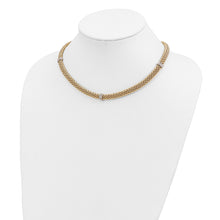 14k Two-Tone Polished Complete .05ct Diamond and Mesh 17 inch Necklace