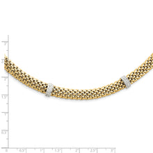 14k Two-Tone Polished Complete .05ct Diamond and Mesh 17 inch Necklace