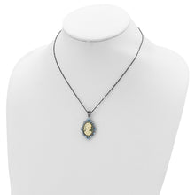 Sterling Silver Antiqued with Crystal Resin Cameo 16 inch Necklace