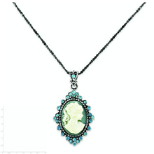 Sterling Silver Antiqued with Crystal Resin Cameo 16 inch Necklace