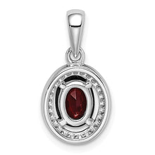 Sterling Silver Rhodium plated Birthstone CZ and White CZ Oval Pendants