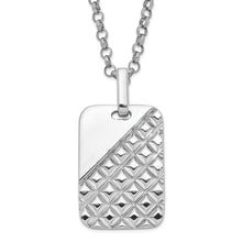 Sterling Silver Textured Dog Tag Necklace