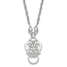 1928 Jewelry Silver-tone Fancy Filigree Scroll 28 inch Eye Glass or Badge Holder Necklace