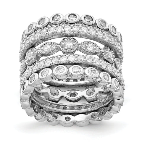 Sterling Silver Stackable CZ Ring Set