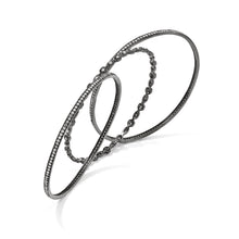 Cheryl M Sterling Silver Black-plated CZ Three Bangle Set