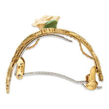 1928 Jewelry Gold-tone Filigree Ornate Porcelain Rose Ponytail Holder