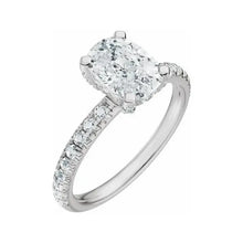 14K White Gold 7x5 mm Elongated Cushion 3/8 CTW Lab-Grown Diamond Semi-Set Engagement Ring
