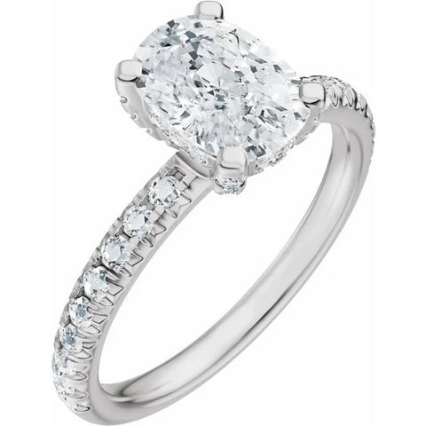 14K White Gold 7x5 mm Elongated Cushion 3/8 CTW Lab-Grown Diamond Semi-Set Engagement Ring