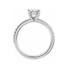 14K White Gold 7x5 mm Elongated Cushion 3/8 CTW Lab-Grown Diamond Semi-Set Engagement Ring