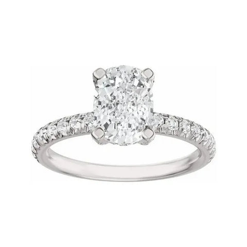 14K White Gold 7x5 mm Elongated Cushion 3/8 CTW Lab-Grown Diamond Semi-Set Engagement Ring