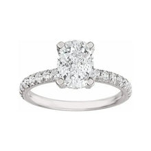14K White Gold 7x5 mm Elongated Cushion 3/8 CTW Lab-Grown Diamond Semi-Set Engagement Ring