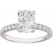 14K White Gold 7x5 mm Elongated Cushion 3/8 CTW Lab-Grown Diamond Semi-Set Engagement Ring