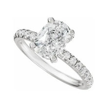 14K White Gold 7x5 mm Elongated Cushion 3/8 CTW Lab-Grown Diamond Semi-Set Engagement Ring
