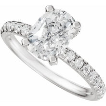 14K White Gold 7x5 mm Elongated Cushion 3/8 CTW Lab-Grown Diamond Semi-Set Engagement Ring
