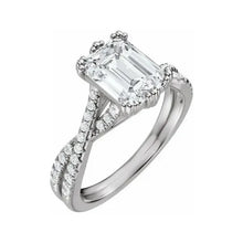 14K White Gold 10x8 mm Emerald 1/5 CTW Lab-Grown Diamond Semi-Set Engagement Ring