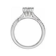 14K White Gold 10x8 mm Emerald 1/5 CTW Lab-Grown Diamond Semi-Set Engagement Ring