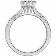 14K White Gold 10x8 mm Emerald 1/5 CTW Lab-Grown Diamond Semi-Set Engagement Ring