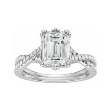 14K White Gold 10x8 mm Emerald 1/5 CTW Lab-Grown Diamond Semi-Set Engagement Ring