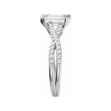 14K White Gold 10x8 mm Emerald 1/5 CTW Lab-Grown Diamond Semi-Set Engagement Ring
