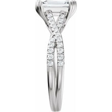 14K White Gold 10x8 mm Emerald 1/5 CTW Lab-Grown Diamond Semi-Set Engagement Ring