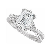14K White Gold 10x8 mm Emerald 1/5 CTW Lab-Grown Diamond Semi-Set Engagement Ring