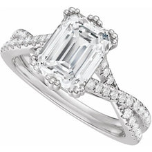 14K White Gold 10x8 mm Emerald 1/5 CTW Lab-Grown Diamond Semi-Set Engagement Ring