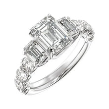 14K White Gold 9x7 mm Emerald 2 1/4 CTW Lab-Grown Diamond Semi-Set Engagement Ring