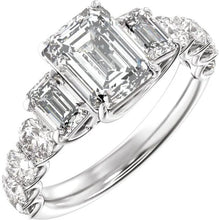 14K White Gold 9x7 mm Emerald 2 1/4 CTW Lab-Grown Diamond Semi-Set Engagement Ring