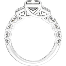 14K White Gold 9x7 mm Emerald 2 1/4 CTW Lab-Grown Diamond Semi-Set Engagement Ring