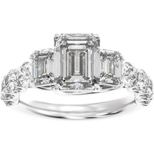 14K White Gold 9x7 mm Emerald 2 1/4 CTW Lab-Grown Diamond Semi-Set Engagement Ring