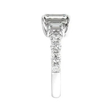14K White Gold 9x7 mm Emerald 2 1/4 CTW Lab-Grown Diamond Semi-Set Engagement Ring