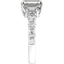 14K White Gold 9x7 mm Emerald 2 1/4 CTW Lab-Grown Diamond Semi-Set Engagement Ring