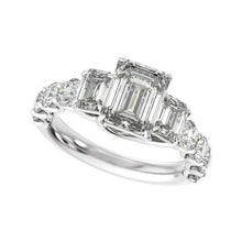 14K White Gold 9x7 mm Emerald 2 1/4 CTW Lab-Grown Diamond Semi-Set Engagement Ring