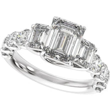 14K White Gold 9x7 mm Emerald 2 1/4 CTW Lab-Grown Diamond Semi-Set Engagement Ring