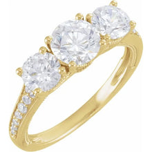 14K Yellow Gold 6.5 mm Round 1/8 CTW Lab-Grown Diamond Semi-Set Engagement Ring