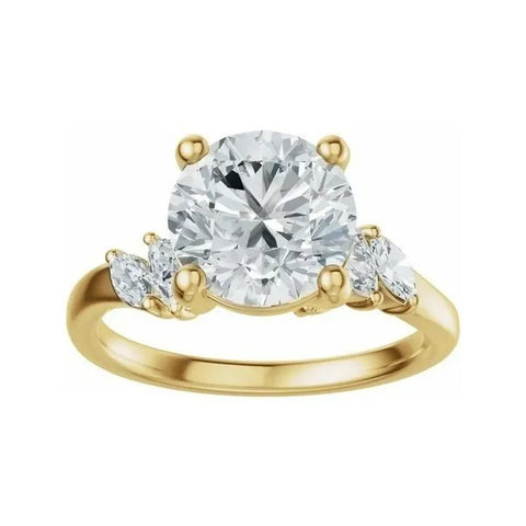 14K Yellow Gold 8.2 mm Round 1/2 CTW Lab-Grown Diamond Semi-Set Engagement Ring